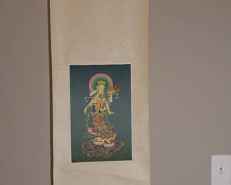 High quality 6-arm White Tara painting by Tibetan in Japanese style (he studied in Japan)