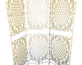 Vintage Hollywood Regency Cast Metal 3Panel Folding Room Divider Screen