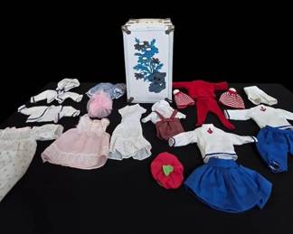 Vintage Doll Wardrobe Trunk And Outfits