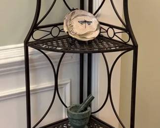 4Tier Foldable Metal Corner Shelf W Accessories