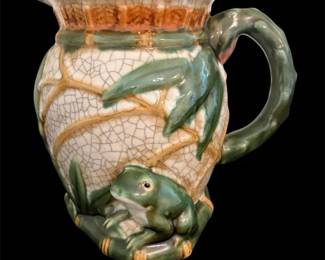 Majolica Style Frog Pitcher