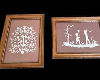 Vintage Framed And Signed L. Carr 83 White Paper Cutouts
