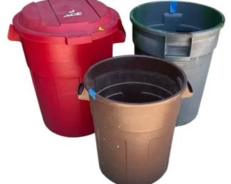 Assorted HeavyDuty Plastic Trash Cans Utility Bins