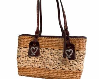 Brighton Straw Leather Handbag