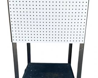 Rolling Industrial Utility Cart with Integrated Pegboard Storage Enclosure