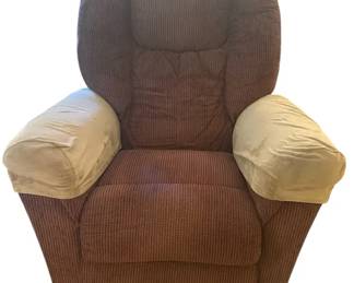 LaZBoy Plush Mauve Corduroy Recliner Armchair with Arm Covers