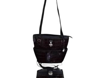 Brighton Brown Crocodile Embossed Shoulder Bag And Crossbag