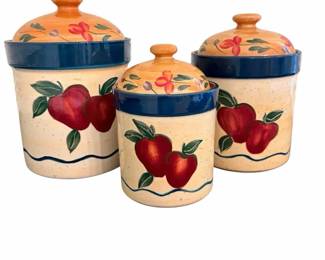 Country Fair Set Of 3 Apple Design Canisters