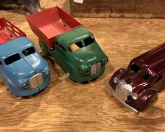 Lot of 3 Pressed Steel Toy Trucks