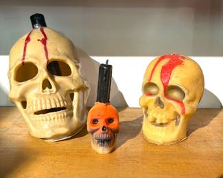 Lot of 3 Halloween Themed Skull Candles