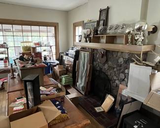 Packed estate sale featuring antiques, vintage décor, collectibles, artwork, books, housewares and one-of-a-kind finds
