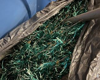 Teal-colored vintage aluminim/tinsel tree.