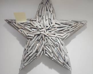 Pair of large driftwood stars wall art
