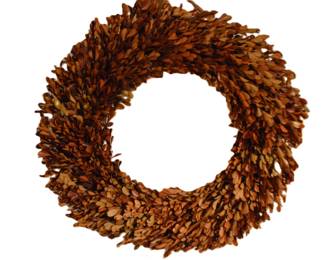 Boxwood wreath and other assorted dried flowers