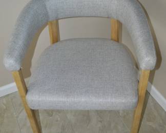 Two pottery barn fabric arm chairs