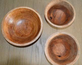 Hand carved wooden bowl set