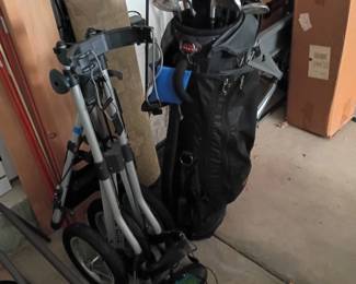 Pull cart to or golf bag