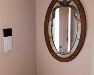 Oval mirror with stained glass 