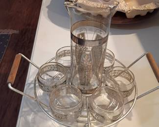 MCM cocktail pitcher  set with holder