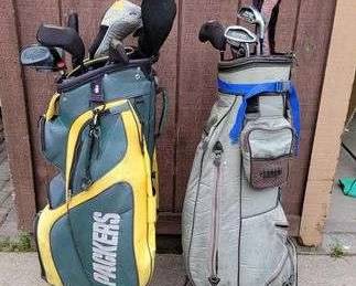 2 Golf Bags with Clubs