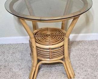 Rattan and Glass Table