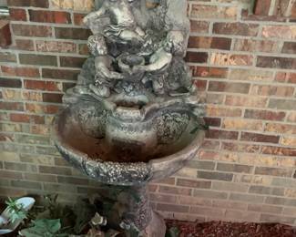 Large, heavy concrete Cherub fountain. Possible Al Garden