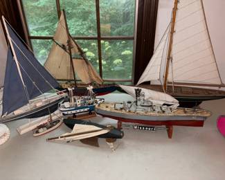 collector wood boats. Home made wood Missouri battle ship.