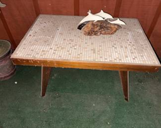Mid Century Danish Modern Geometric Tile Top MCM Coffee Table