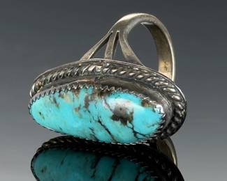 Navajo Vintage Turquoise Sterling Silver Ring, Size 7