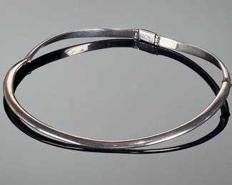 Vintage Mexican Sterling Silver Hinged Collar Choker Necklace Taxco TL-10 925