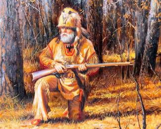 Alfredo Rodriguez Original Oil Painting "Fall Hunter" Western Art c.1991