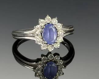 Sterling Silver 925 Amethyst CZ Halo Ring KRN Kiran Jewels Size 6.75