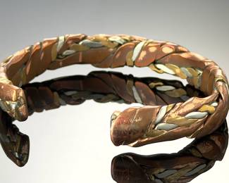 Vintage Sergio Lub Magnetic Copper Cuff Bracelet Twisted Mixed Metal California