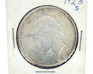 1923-S Peace Dollar US Silver Coin, 90% Fine Silver, San Francisco Mint