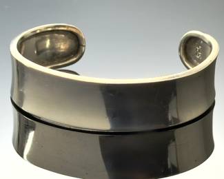 Modernist Sterling Silver Cuff Bracelet - Sleek Minimalist 925 Silver Band