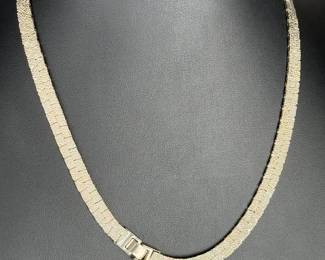 Vintage Reversible Sterling Silver 925 Collar Necklace 20" Textured Chevron