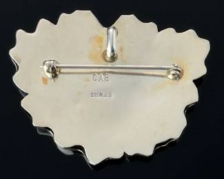 Vintage CAE Mexican Sterling Silver Puffy Flower Brooch Pin Pendant
