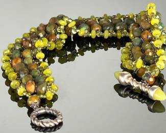 Green Turquoise & Prehnite 4-Strand Collar Statement Necklace 213g