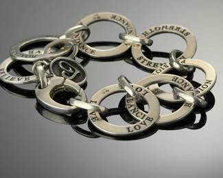 Charity Charms Sterling Silver 925 Inspirational Word Link Bracelet 7.5"