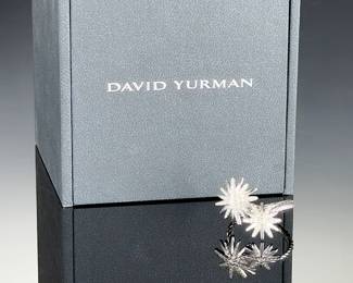 David Yurman Starburst Bypass Ring, Sterling Silver Pave Diamond, Size 8.25