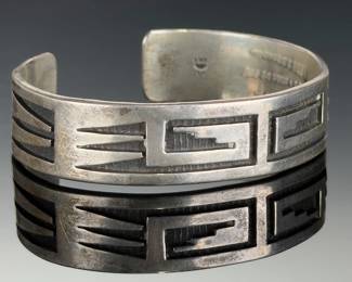 Hopi Vintage Silver Overlay Cuff Bracelet Native American Jewelry