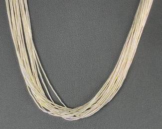 CJC Native American Sterling Liquid Silver 20-Strand Necklace 29"