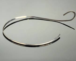 Sterling Silver Minimalist Collar Necklace | Vintage Asymmetric Torque Choker