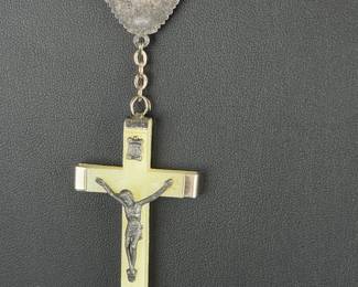 Italian Seven Sacraments Rosary Necklace Pale Green Aventurine Jade 40"