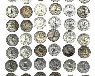 42 Pre-1964 Washington Quarters | 90% Silver US Coin Lot