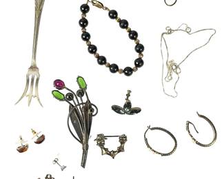 Sterling Silver & Mixed Vintage Scrap Jewelry Lot, Broken, Repair, Craft