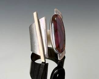 Sterling Silver Modernist Sonja Fries Adjustable Ring | Signed Estate Jewelry