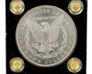 1884 US Morgan Silver Dollar Coin, 90% Pure, Uncirculated, Acrylic