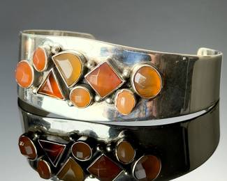 Desert Rose Trading Sterling Silver Carnelian Chalcedony Cuff Bracelet DRT