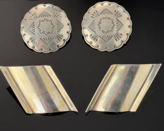 Sterling Silver Vintage Earrings Lot of 3 Pairs Mexican Modernist Southwestern